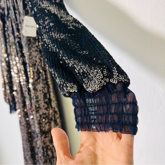 Free People NWT Emilia Sequin Dress Blue Medium - Picture 9 of 15
